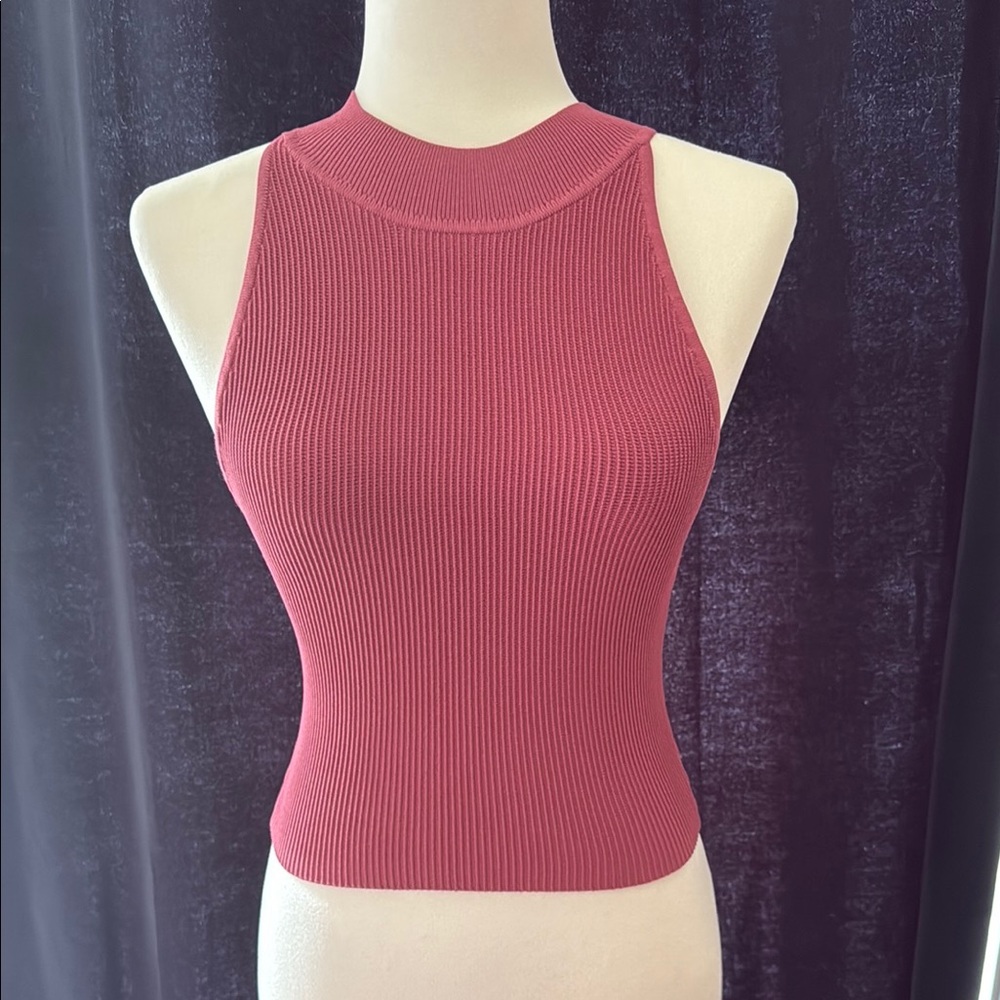 BABATON Pink Ribbed Fitted Tank Top